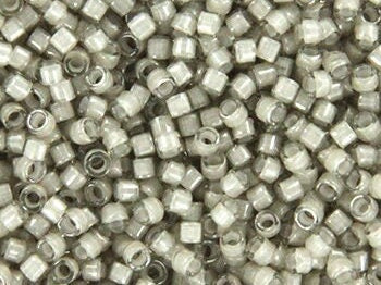 Miyuki Delica beads fancy lined moonstone, 5g 11/0 DB2391, cylindrical beads, transparent gray Miyuki DB 2391, color lined transparent