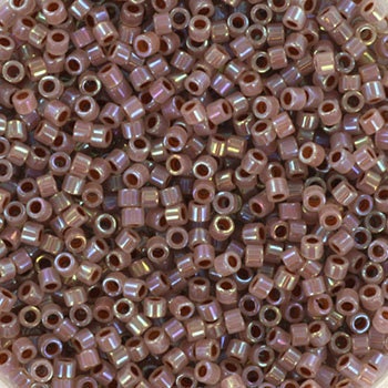 Miyuki Delica beads cocoa lined ab opal, 5g 11/0 DB1749, cylindrical beads, opaque luster brown Miyuki DB 1749