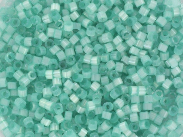 Miyuki Delica beads silk satin dyed light aqua green color DB1812, 5g size 11/0, japanese beads, Miyuki color DB-1812, cylindrical beads