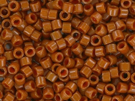 Miyuki Delica beads duracoat opaque dyed sienna color DB2109, 5g size 11/0, Miyuki color DB-2109 light brown, cylindrical beads