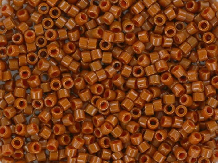 Miyuki Delica beads duracoat opaque dyed sienna color DB2109, 5g size 11/0, Miyuki color DB-2109 light brown, cylindrical beads