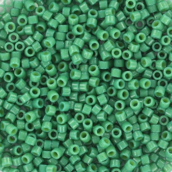 Miyuki Delica beads duracoat opaque dyed spruce green, 5g 11/0 color DB 2127, cylindrical beads, Miyuki opaque dark green DB2127