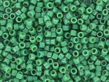 Miyuki Delica beads duracoat opaque dyed spruce green, 5g 11/0 color DB 2127, cylindrical beads, Miyuki opaque dark green DB2127