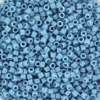 Miyuki Delica beads duracoat opaque dyed bayberry blue, 5g 11/0 color DB 2132, cylindrical beads, Miyuki opaque blue DB2132, Delicas blue