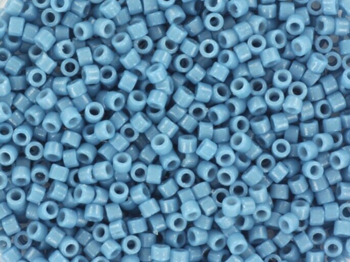 Miyuki Delica beads duracoat opaque dyed bayberry blue, 5g 11/0 color DB 2132, cylindrical beads, Miyuki opaque blue DB2132, Delicas blue