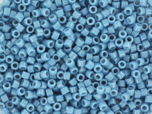 Miyuki Delica beads duracoat opaque dyed bayberry blue, 5g 11/0 color DB 2132, cylindrical beads, Miyuki opaque blue DB2132, Delicas blue