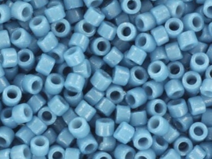 Miyuki Delica beads duracoat opaque dyed bayberry blue, 5g 11/0 color DB 2132, cylindrical beads, Miyuki opaque blue DB2132, Delicas blue