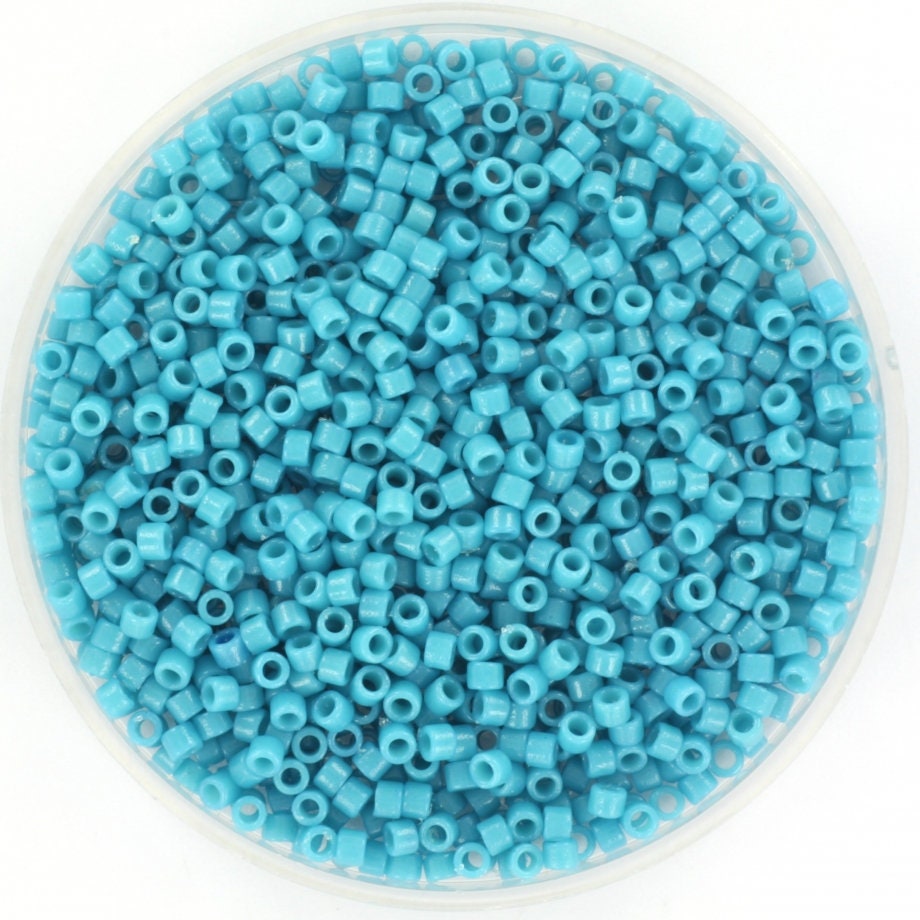 Miyuki Delica beads duracoat opaque dyed azure, 5g 11/0 color DB 2133, cylindrical beads, Miyuki opaque teal DB2133, Miyuki Delica Blue