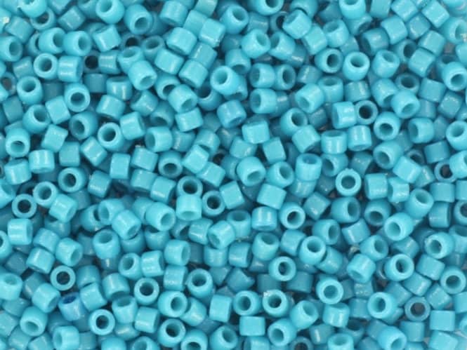 Miyuki Delica beads duracoat opaque dyed azure, 5g 11/0 color DB 2133, cylindrical beads, Miyuki opaque teal DB2133, Miyuki Delica Blue