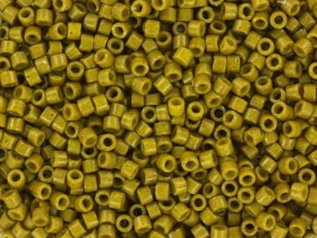 Miyuki Delica beads duracoat opaque dyed spanish olive, 5g 11/0 color DB 2141, cylindrical beads, Miyuki opaque green DB2141, Miyuki Delica