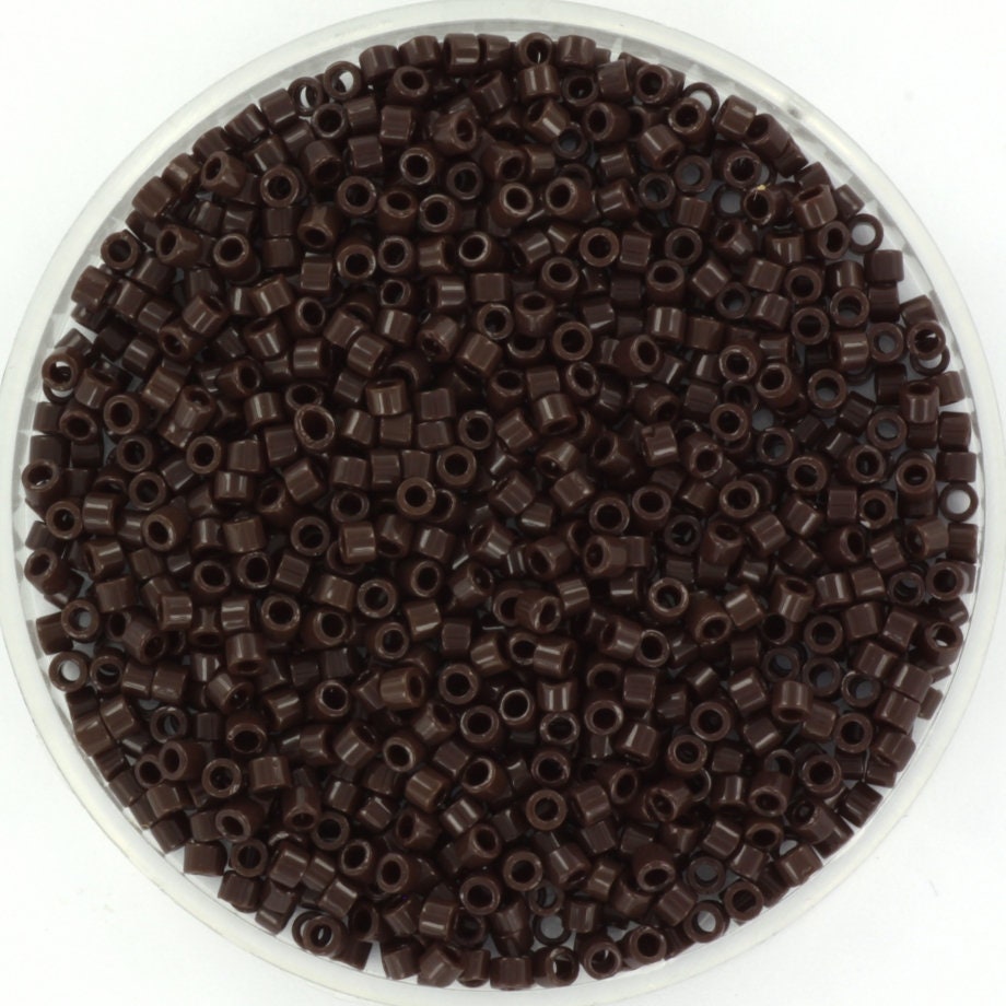 Miyuki Delica beads opaque chocolate, 5g 11/0 DB734, cylindrical beads, Miyuki opaque brown, color DB 734 dark brown