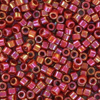 Miyuki Delica beads opaque glazed dark red, 5g 11/0 DB2275, cylindrical beads, Miyuki Delica luster red, color DB 2275