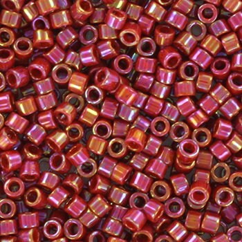 Miyuki Delica beads opaque glazed dark red, 5g 11/0 DB2275, cylindrical beads, Miyuki Delica luster red, color DB 2275