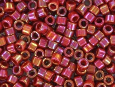 Miyuki Delica beads opaque glazed dark red, 5g 11/0 DB2275, cylindrical beads, Miyuki Delica luster red, color DB 2275