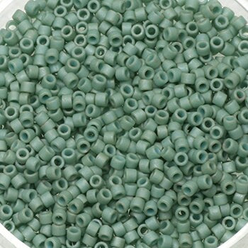 Miyuki Delica beads opaque matte luster sea foam, 5g 11/0 DB0374, cylindrical beads, 1.6mm beads, light green Miyuki, color DB 374