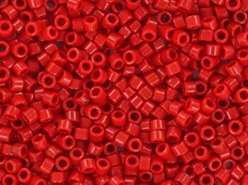 Miyuki Delica beads opaque red, 5g 11/0 DB723, cylindrical beads, Miyuki opaque red, color DB 723, DB 0723, DB0723