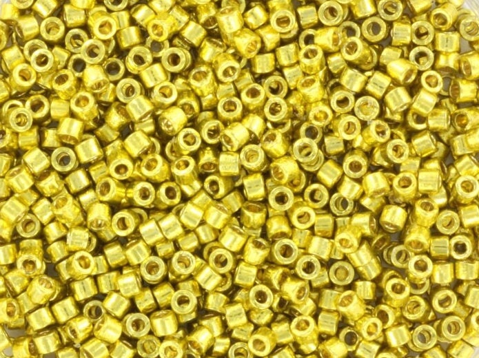 Miyuki Delica beads duracoat galvanized zest, 5g 11/0 DB 1835, Miyuki Delica yellow, metallic yellow, japanese beads, Seed beads