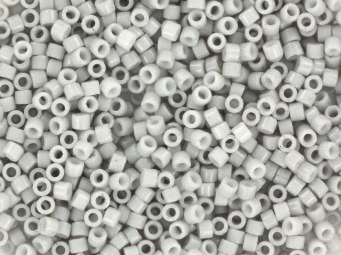 Miyuki Delica beads opaque light smoke, 5g 11/0 DB 1498, cylindrical beads, 1.6mm beads, light gray beads, Miyuki opaque pale gray DB1498