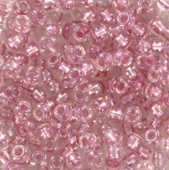 10g Miyuki seed beads 8/0, fancy lined soft pink 3639, japanese beads, pink beads, size 8 3mm, transparent beads