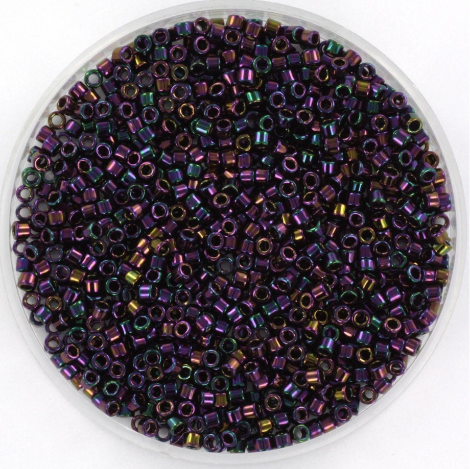 Miyuki Delica beads metallic iris dark plum, color DB 4, 5g size 11/0, japanese beads, Miyuki DB4, Miyuki cylindrical beads, Miyuki purple