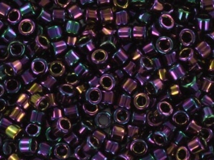 Miyuki Delica beads metallic iris dark plum, color DB 4, 5g size 11/0, japanese beads, Miyuki DB4, Miyuki cylindrical beads, Miyuki purple