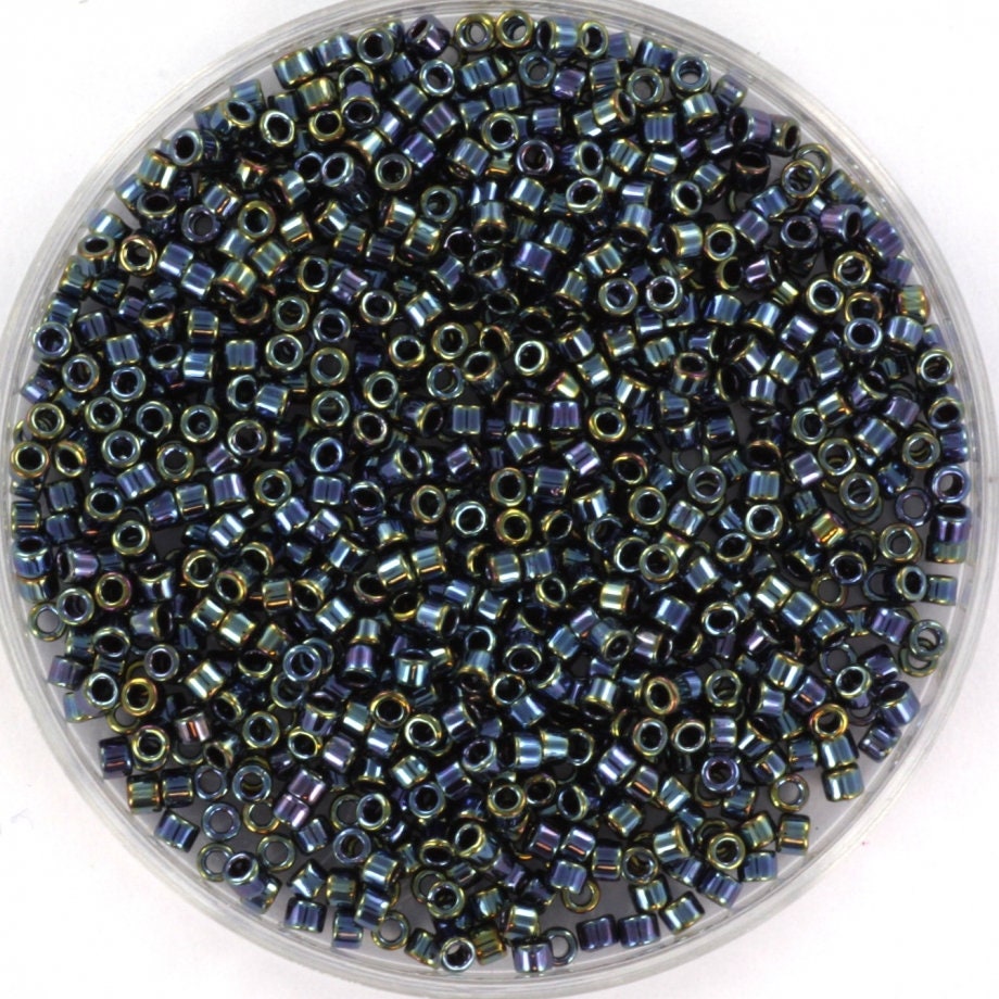 Miyuki Delica beads metallic iris gunmetal, color DB 6, size 11/0, japanese beads, Miyuki DB6, Miyuki cylindrical beads, Miyuki black