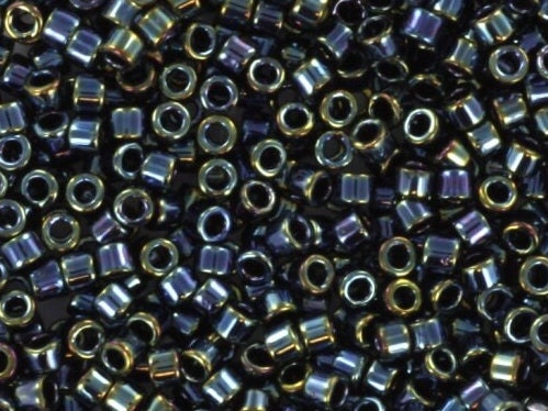 Miyuki Delica beads metallic iris gunmetal, color DB 6, size 11/0, japanese beads, Miyuki DB6, Miyuki cylindrical beads, Miyuki black