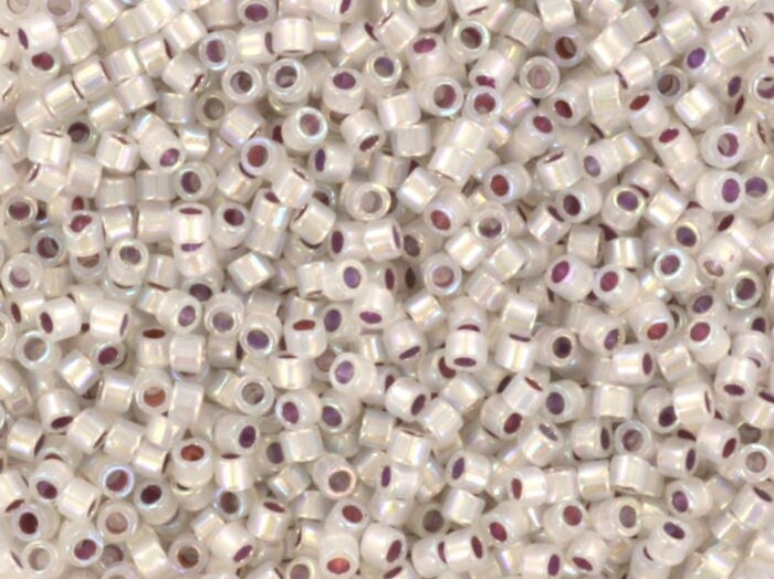 Miyuki Delica beads silverlined opal ab, size 11/0 color DB 223, Japanese beads, cylindrical beads, Miyuki translucent gray, Miyuki DB223