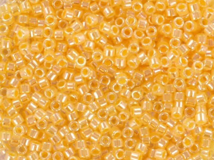 Miyuki Delica beads ceylon light daffodil, size 11/0 color DB 233, Japanese beads, cylindrical beads, Miyuki yellow luster, Miyuki DB233