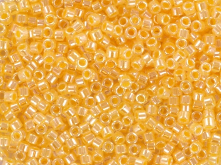 Miyuki Delica beads ceylon light daffodil, size 11/0 color DB 233, Japanese beads, cylindrical beads, Miyuki yellow luster, Miyuki DB233