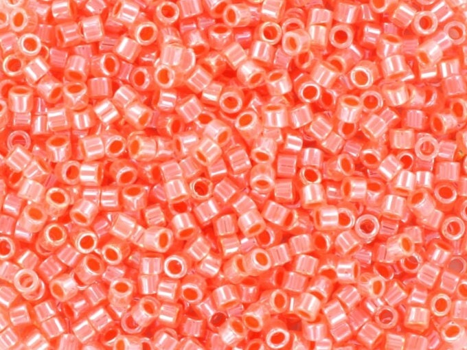 Miyuki Delica beads ceylon salmon, size 11/0 color DB 235, Japanese beads, cylindrical beads, Miyuki pink luster, Miyuki DB235