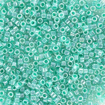 Miyuki Delica beads ceylon aqua green, size 11/0 color DB 238, Japanese beads, cylindrical beads, Miyuki teal luster, Miyuki DB238