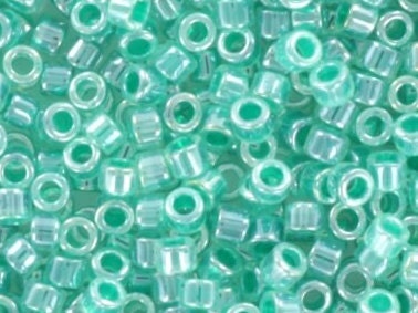 Miyuki Delica beads ceylon aqua green, size 11/0 color DB 238, Japanese beads, cylindrical beads, Miyuki teal luster, Miyuki DB238