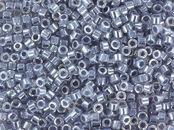 Miyuki Delica beads ceylon silver gray, size 11/0 color DB 242, Japanese beads, cylindrical beads, Miyuki gray luster, Miyuki DB242