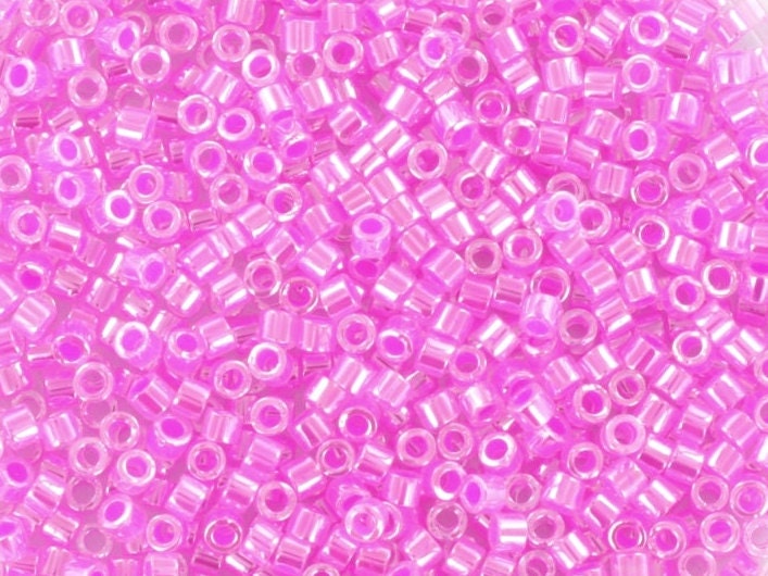 Miyuki Delica beads ceylon hot pink, size 11/0 color DB 247, Japanese beads, cylindrical beads, Miyuki pink luster, Miyuki DB247