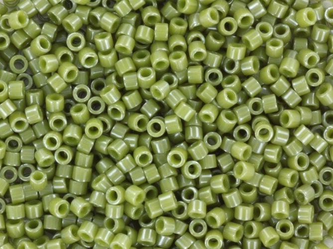 Miyuki Delica beads opaque luster cactus, size 11/0 color DB 263, Japanese beads, cylindrical beads, Miyuki Delica green, Miyuki DB263