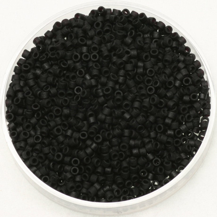 Miyuki Delica beads opaque matte black, size 11/0 color DB 310, Japanese beads, cylindrical beads, Miyuki DB310