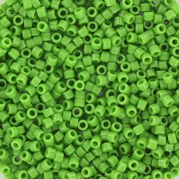 Miyuki Delica beads opaque green, 5g 11/0 color DB 724, cylindrical beads, Miyuki opaque dark green DB724,