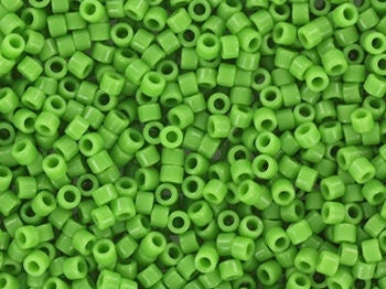 Miyuki Delica beads opaque green, 5g 11/0 color DB 724, cylindrical beads, Miyuki opaque dark green DB724,