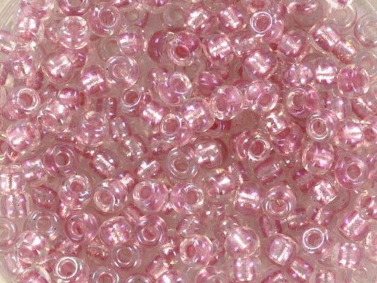 10g Miyuki seed beads 8/0, fancy lined soft pink 3639, japanese beads, pink beads, size 8 3mm, transparent beads