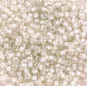 10g Miyuki seed beads 11/0, fancy lined soft white 3637, japanese beads, size 2mm beads, Miyuki round beads, Miyuki transparent