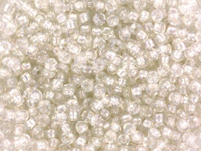 10g Miyuki seed beads 11/0, fancy lined soft white 3637, japanese beads, size 2mm beads, Miyuki round beads, Miyuki transparent