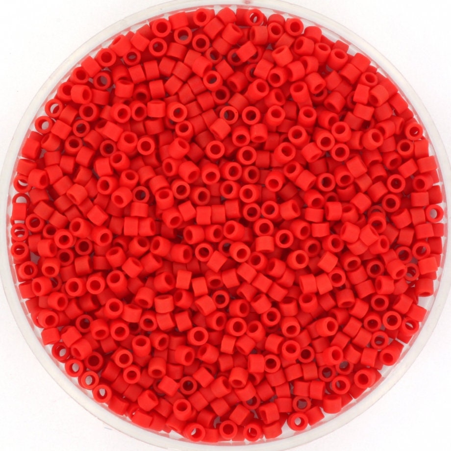 Miyuki Delica beads opaque matte red, size 11/0 color DB 753, Japanese beads, cylindrical beads, Miyuki DB753