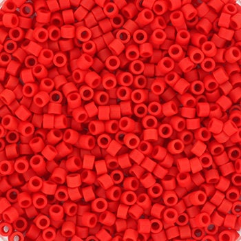 Miyuki Delica beads opaque matte red, size 11/0 color DB 753, Japanese beads, cylindrical beads, Miyuki DB753