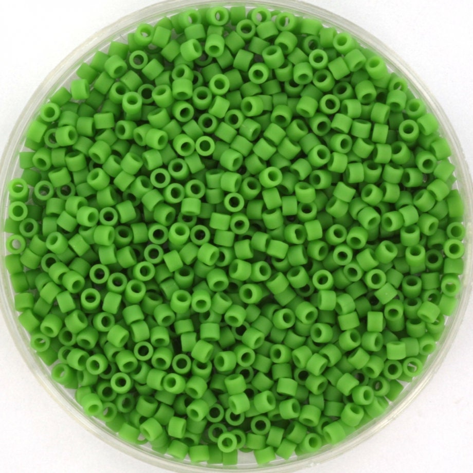 Miyuki Delica beads opaque matte green, size 11/0 color DB 754, Japanese beads, cylindrical beads, Miyuki DB754