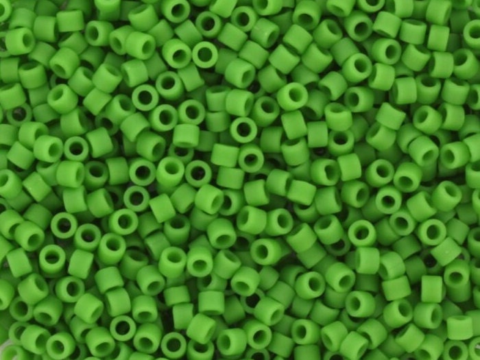 Miyuki Delica beads opaque matte green, size 11/0 color DB 754, Japanese beads, cylindrical beads, Miyuki DB754