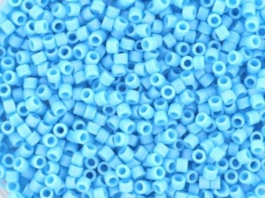 Miyuki Delica beads opaque matte ab turquoise blue, size 11/0 color DB 879, Japanese beads, cylindrical beads, Miyuki DB879, Miyuk blue