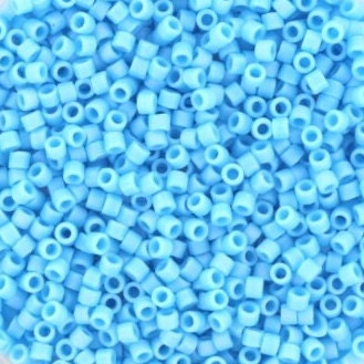 Miyuki Delica beads opaque matte ab turquoise blue, size 11/0 color DB 879, Japanese beads, cylindrical beads, Miyuki DB879, Miyuk blue