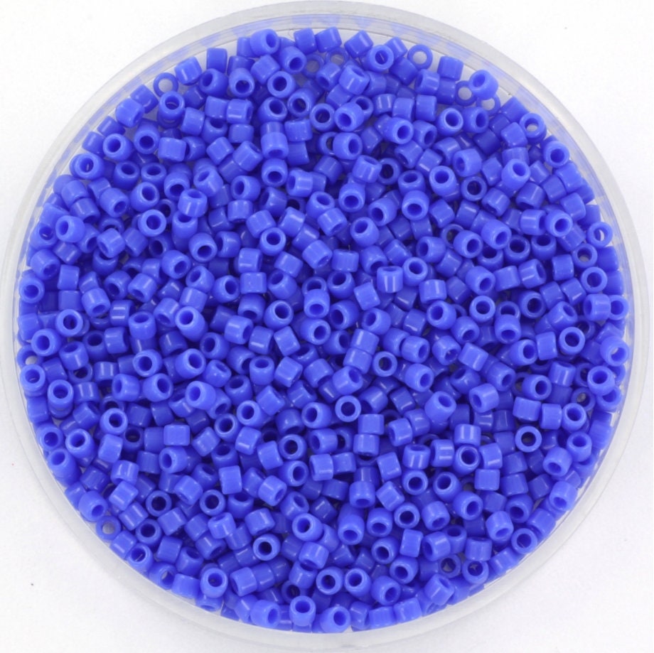 Miyuki Delica beads opaque cyan blue, 5g 11/0 color DB 1138, cylindrical beads, dark blue Miyuki DB1138, delphinium blue beads