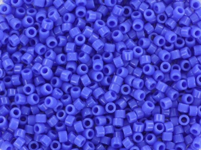 Miyuki Delica beads opaque cyan blue, 5g 11/0 color DB 1138, cylindrical beads, dark blue Miyuki DB1138, delphinium blue beads